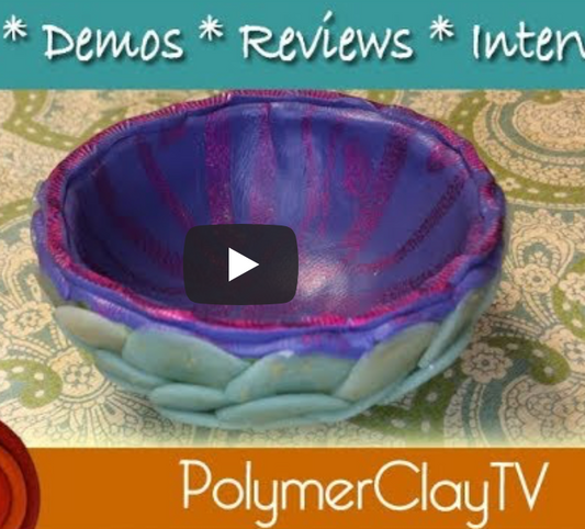 How to create a polymer clay trinket bowl with cane slices and mylar foils