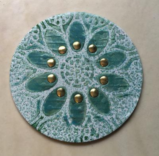 Polymer Clay Tutorial How to stencil a Mandala Veneer and use hot fix cabochons on Polymer Clay TV