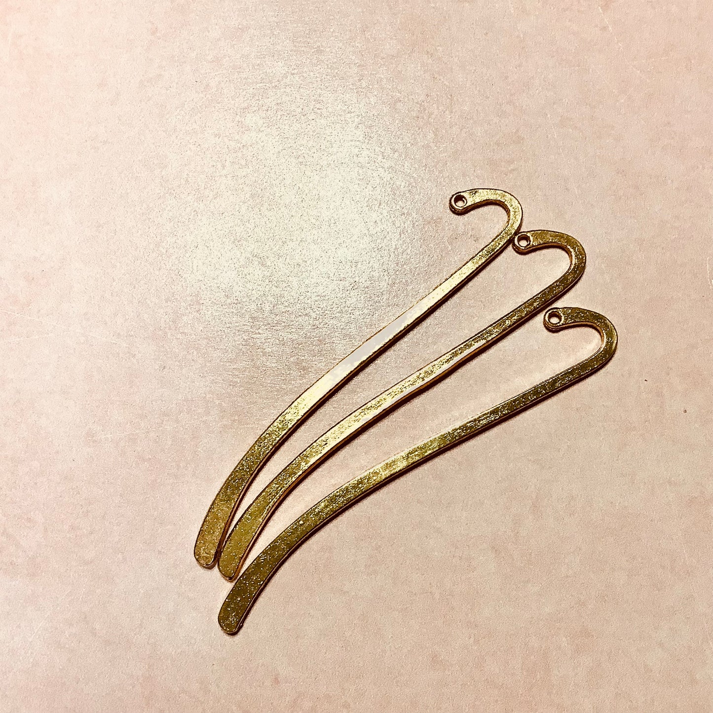 3 Bookmark Blanks Hook Metal to make clay or beaded dangles