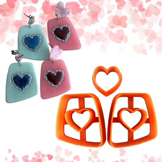 Heart’s Desire Earring Valentine's Day donut polymer clay earrings cutter set