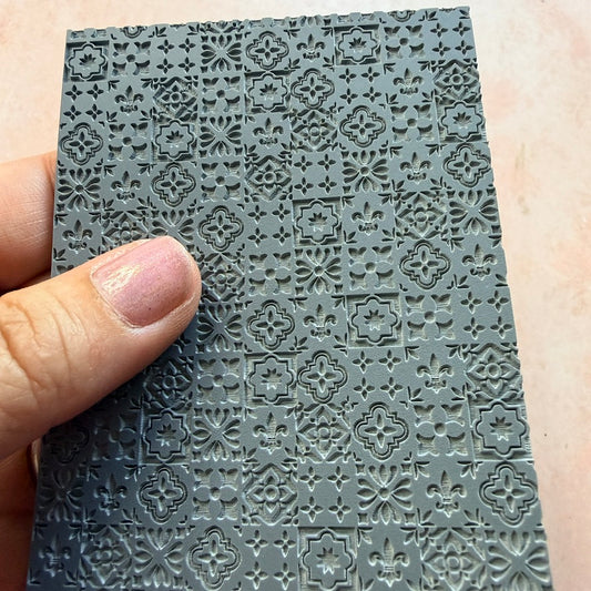 Tiled Rubber Clay stamp texture Mediterranean tiles boho BF