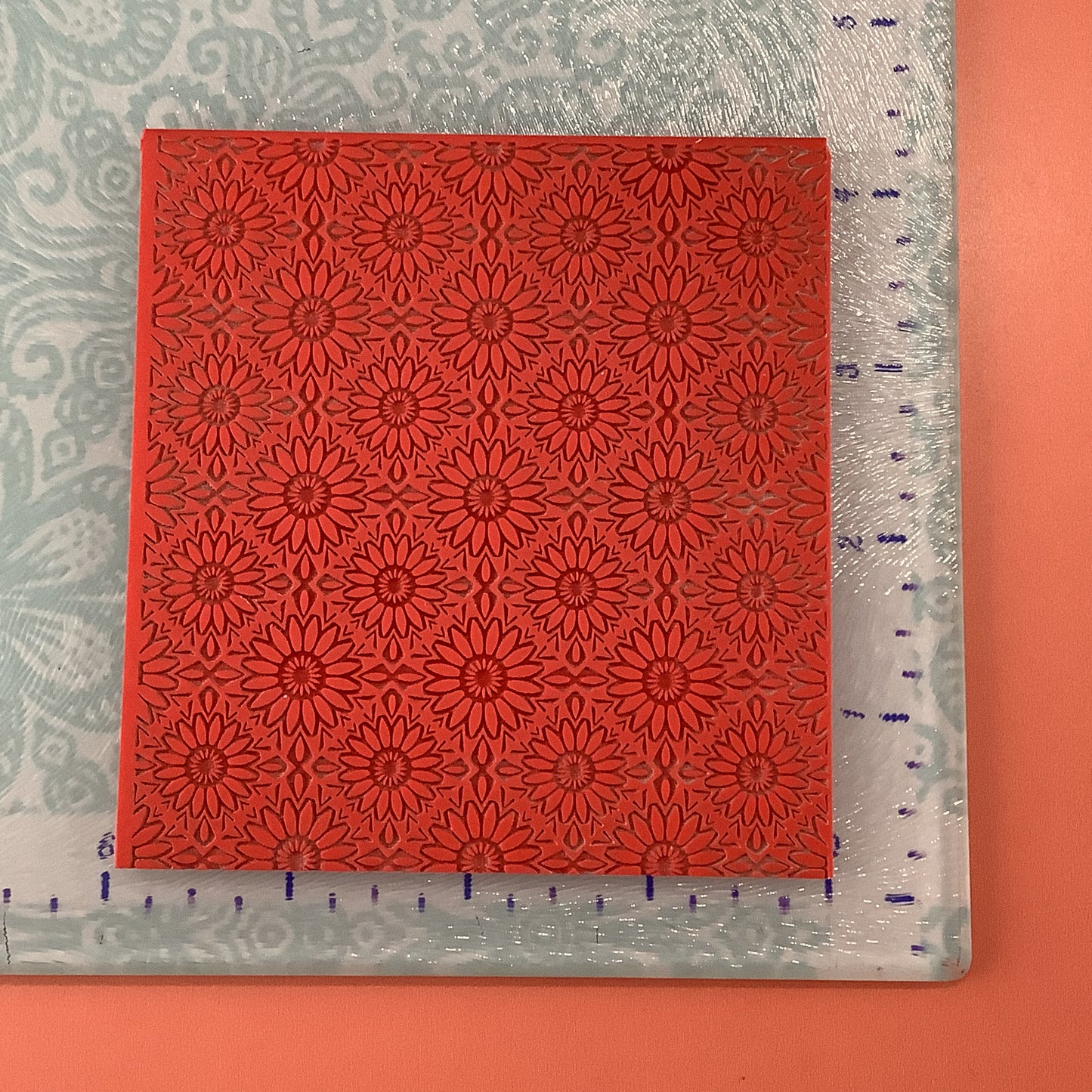 Sunflower Rubber Stamp Texture Sheet Mat for polymer clay metal clay mixed media art