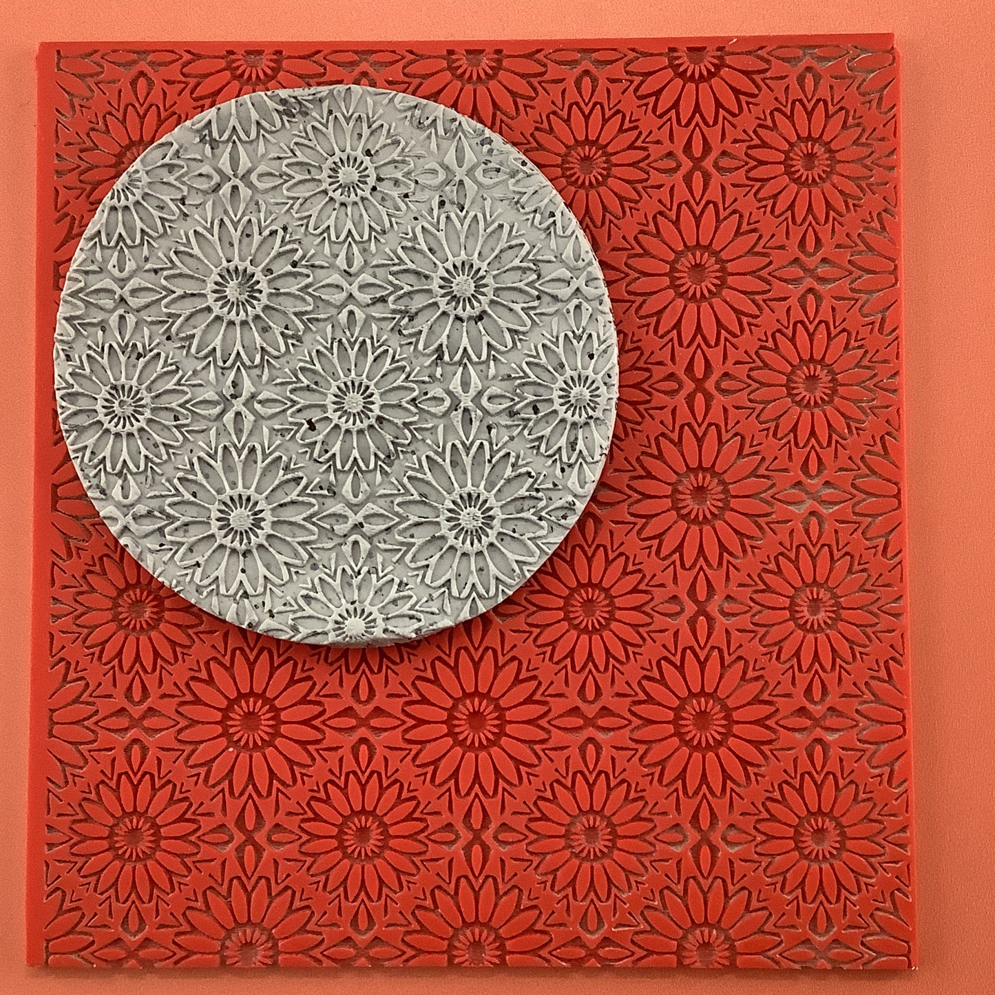 Sunflower Rubber Stamp Texture Sheet Mat for polymer clay metal clay mixed media art