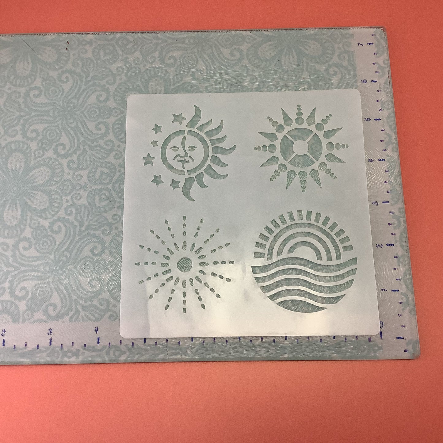 Many Suns Mylar Stencil clay journal texture sheet moon celestial