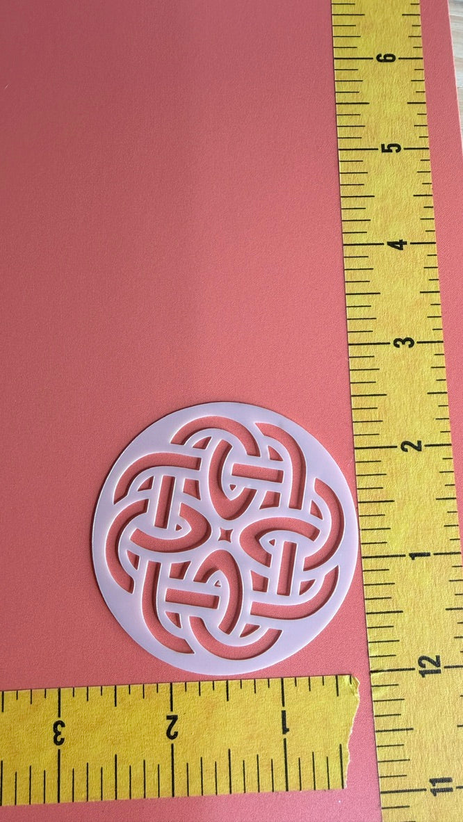 Celtic Coins round polymer clay art stencil texture