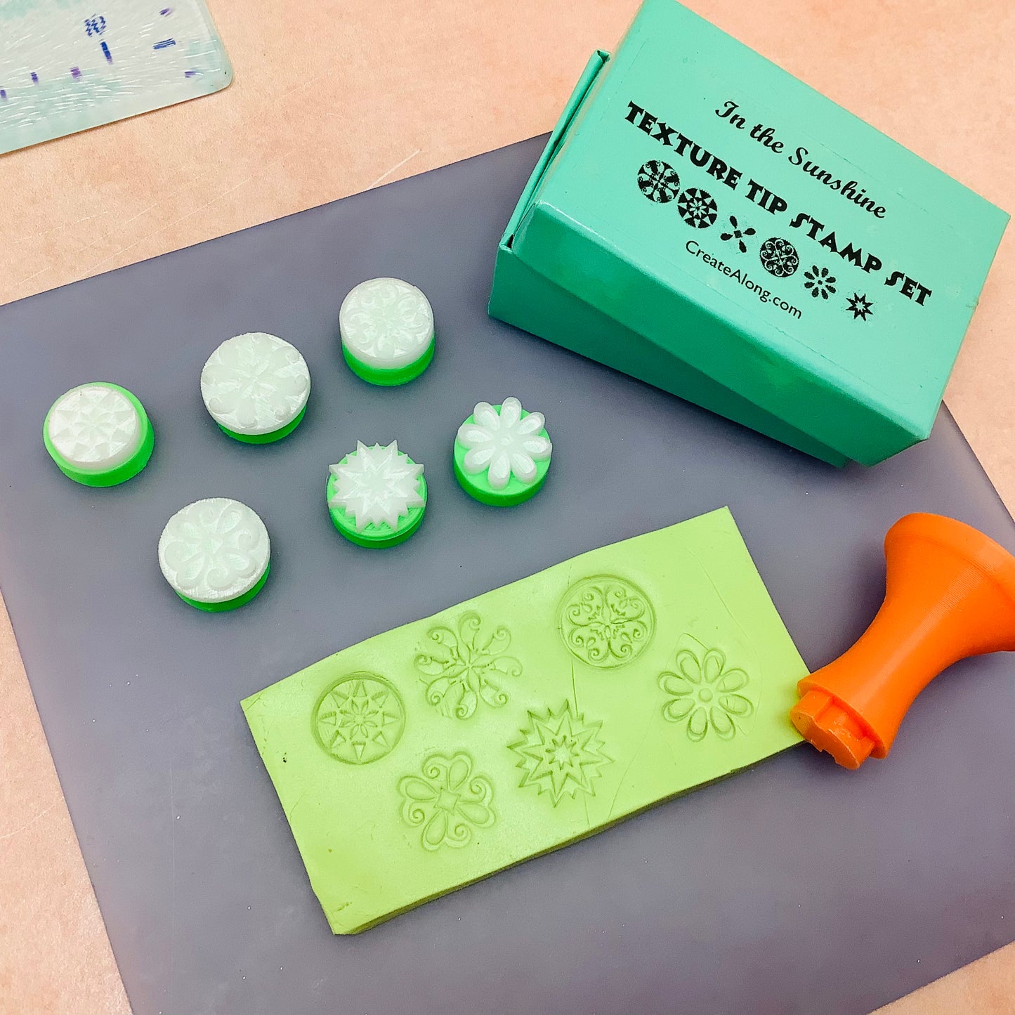 Texture Tips Stamps In the Sunshine Set of 6 small stamp set for polymer clay and mixed media