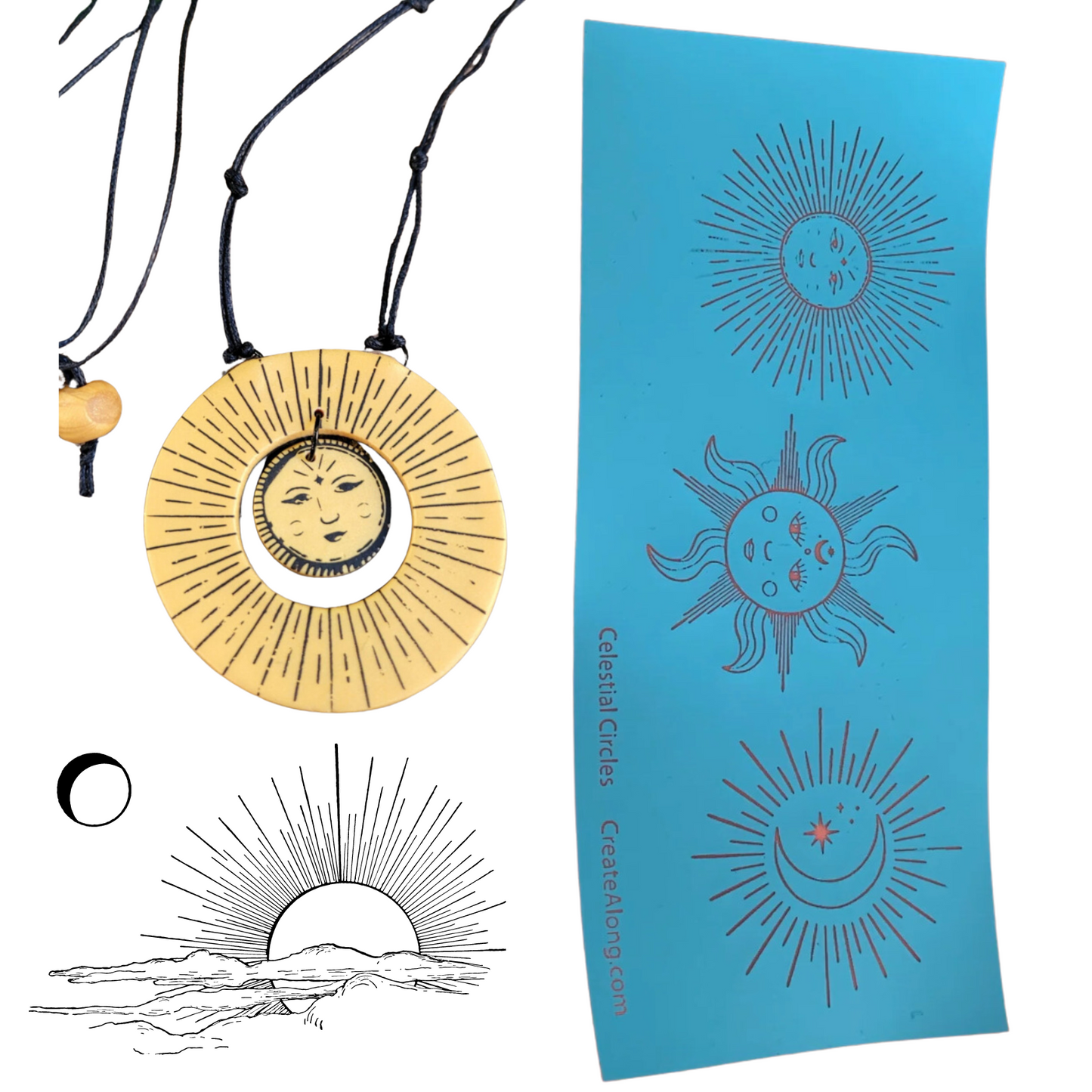 Silkscreen Polymer Celestial Circles Stencil for polymer clay