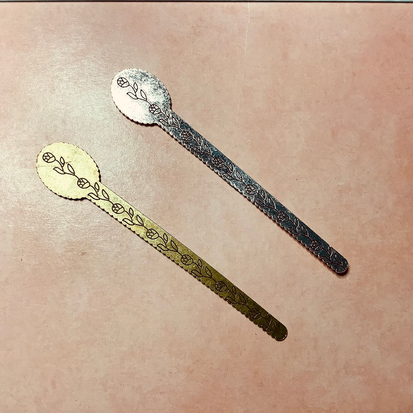 Metal bookmark with cabochon inset and ruler