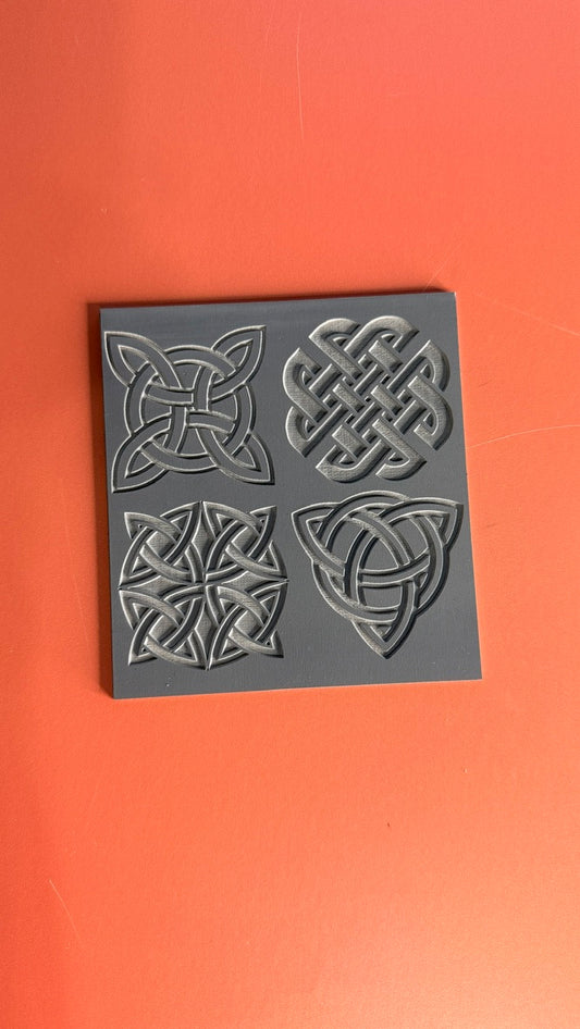 4 Celtic Knots polymer clay rubber stamp texture sheet