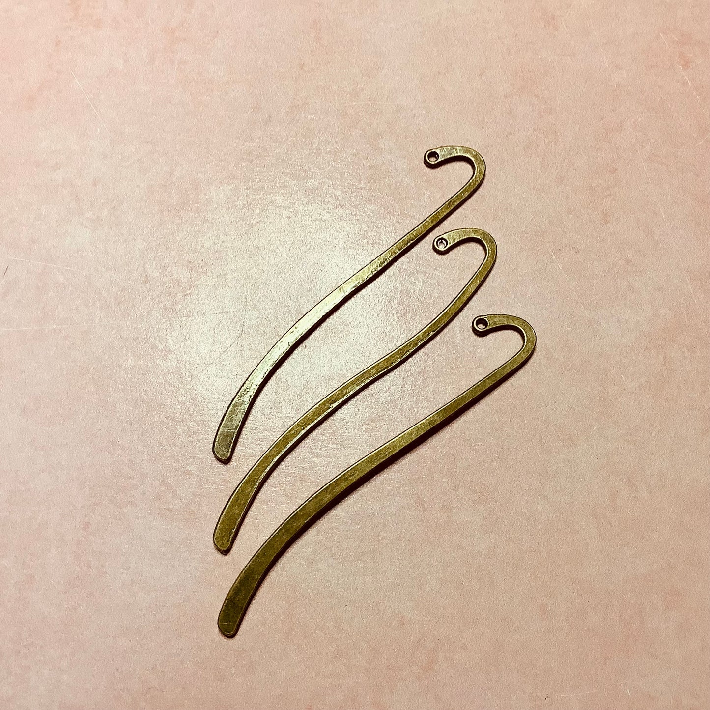 3 Bookmark Blanks Hook Metal to make clay or beaded dangles