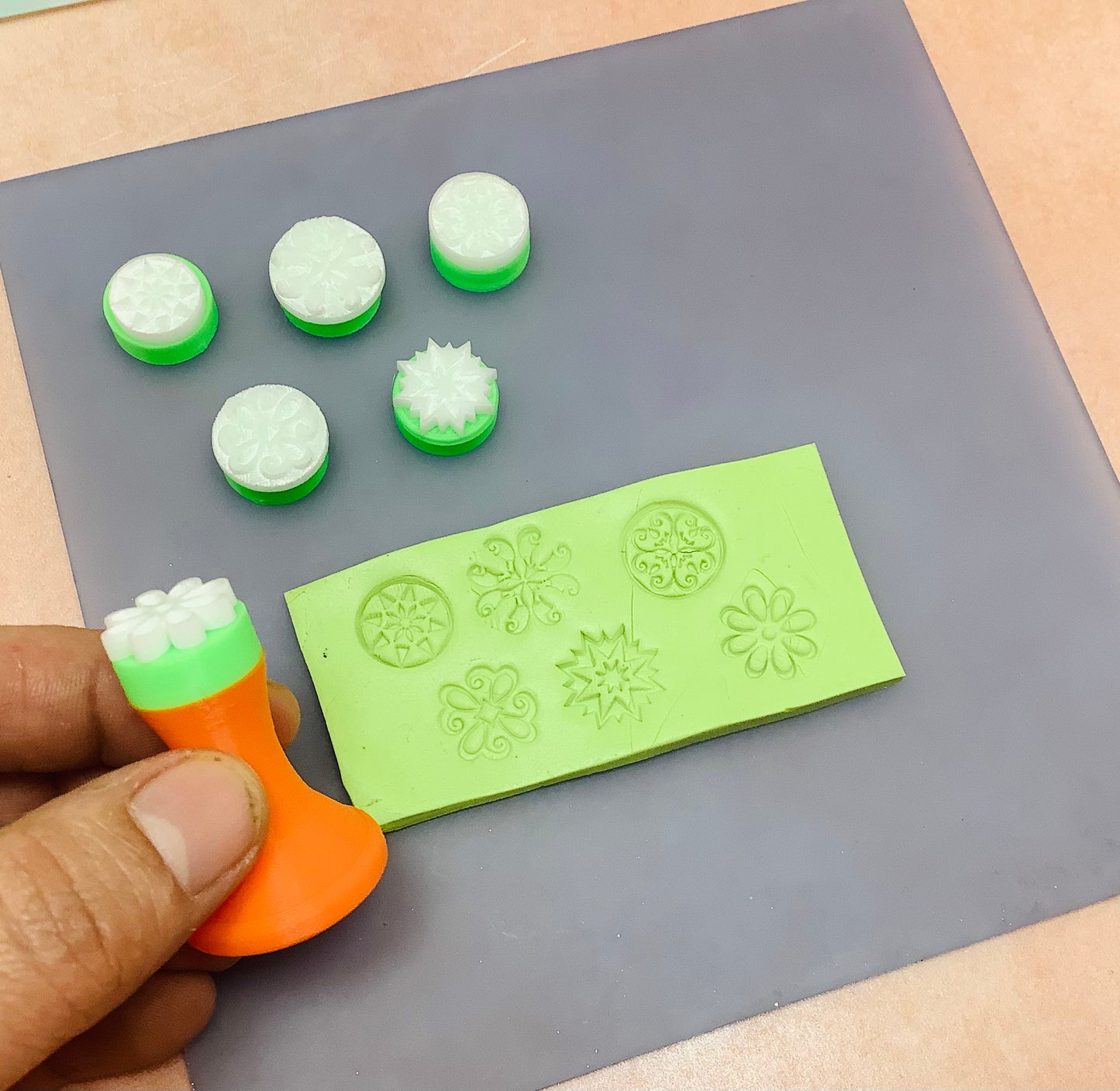 Texture Tips Stamps In the Sunshine Set of 6 small stamp set for polymer clay and mixed media