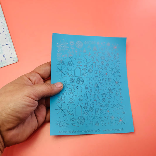 Esoteric Sunshine Silkscreen for polymer clay earrings art jewelry mixed media