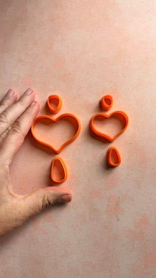 Heart Droplet polymer clay earring cutter set Valentine