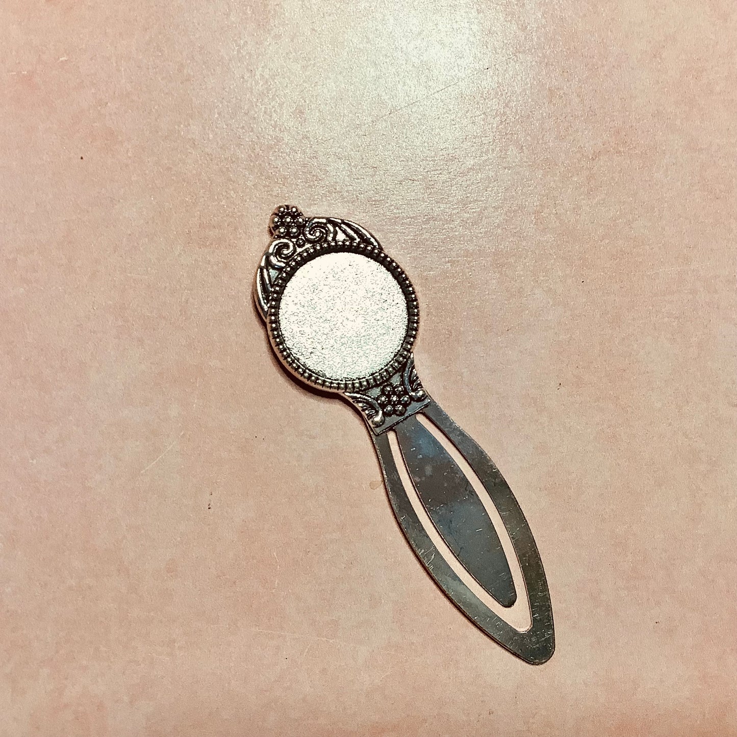 Metal Cabochon inset embossed clip metal bookmark