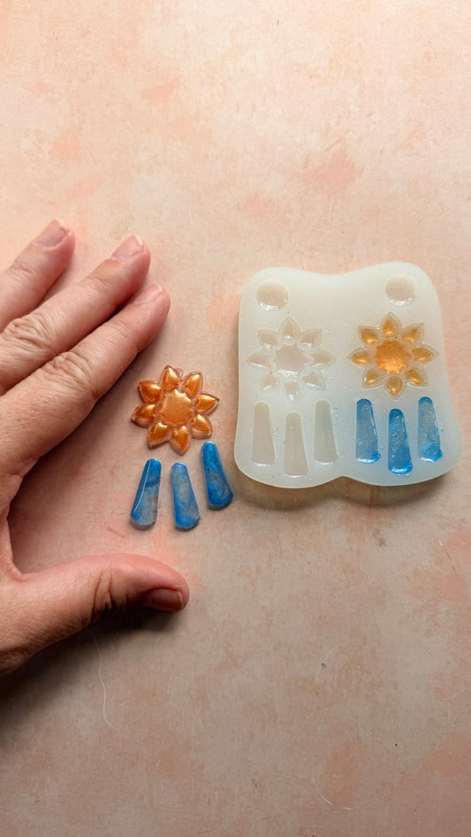 Sun Flower with Drops Silicone UV resin liquid clay mold