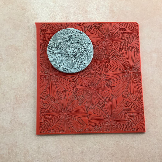 Wishing Flower Boho Rubber Stamp Texture Sheet Mat for polymer clay metal clay mixed media art