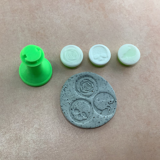 Texture Tips Gothic Romance 3 mini stamps gothic inspired skull Raven rose | polymer clay gothic stamps