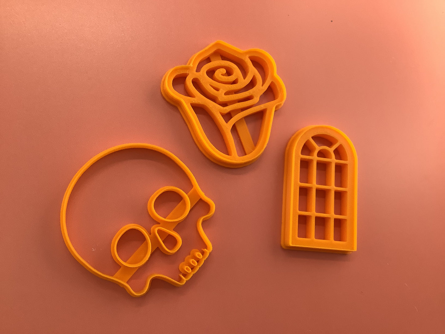 Gothic Romance Skull Window Rose polymer clay cutters