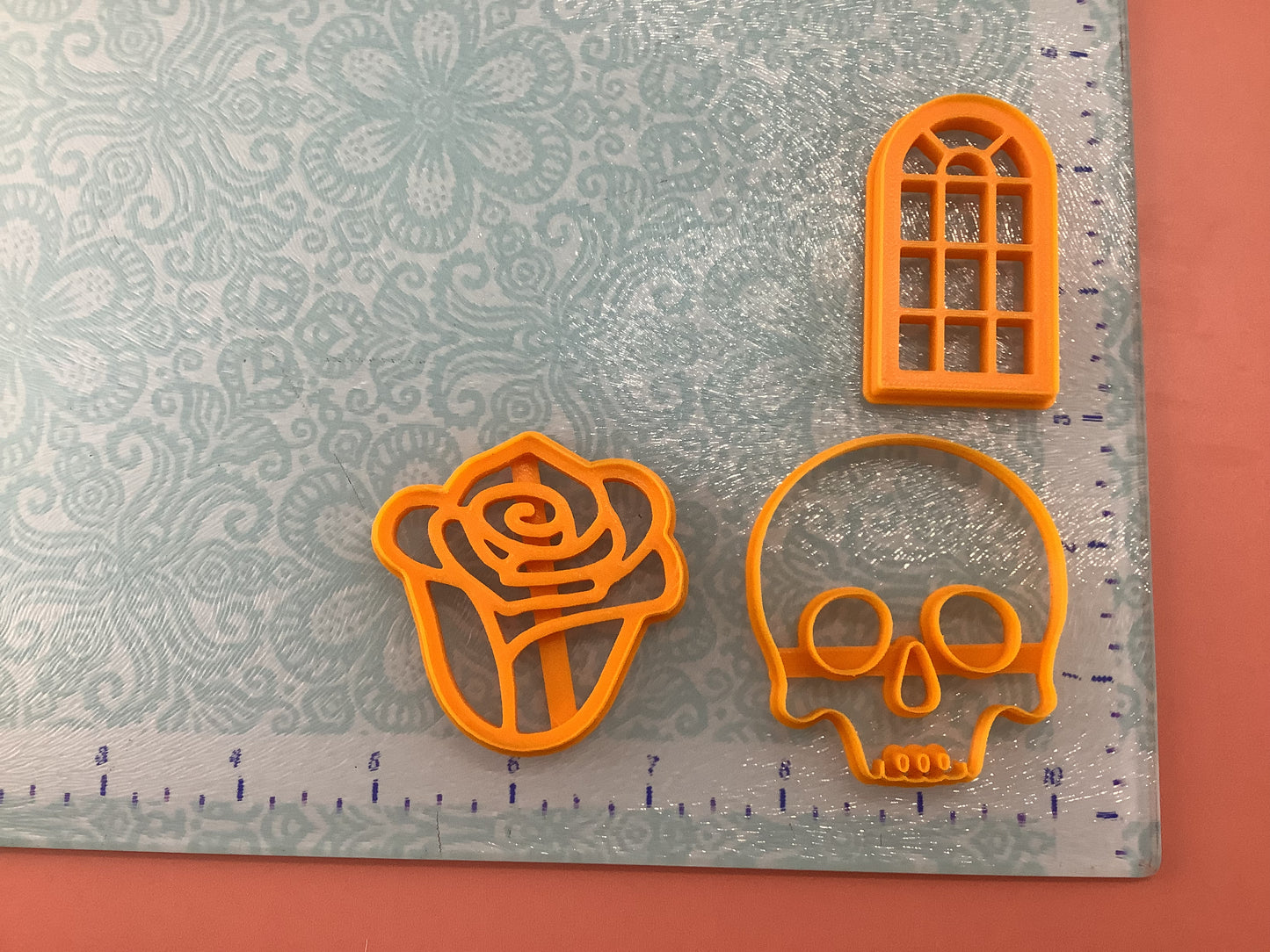 Gothic Romance Skull Window Rose polymer clay cutters