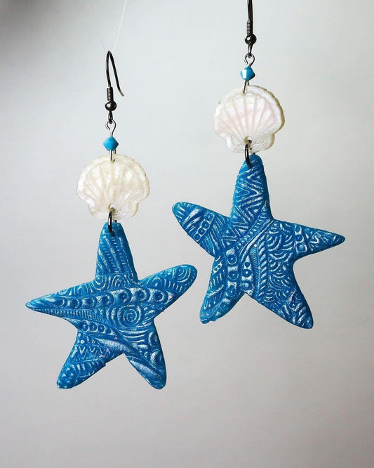 Starfish polymer clay earring Clay Cutter set mirrored pair