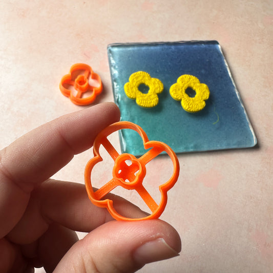 Marsha mirrored flower earring dangle donut polymer clay cutter set