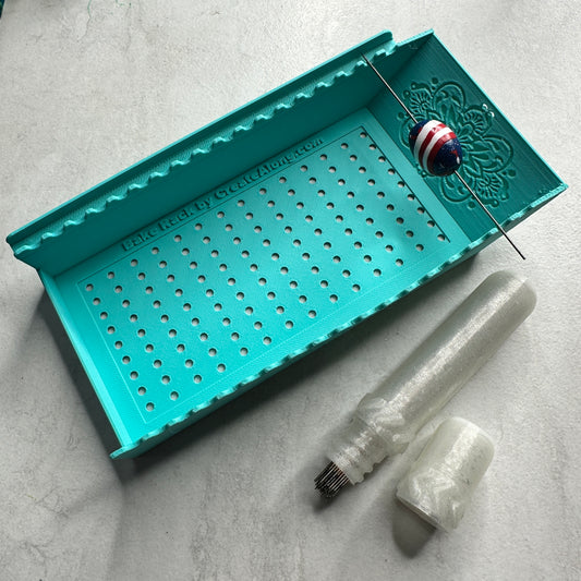 Bead Baking and Drying Rack small, includes 20 bead pins in protective case