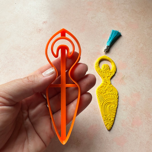 Clay bookmark Cutter Goddess | polymer clay bookmark cutter