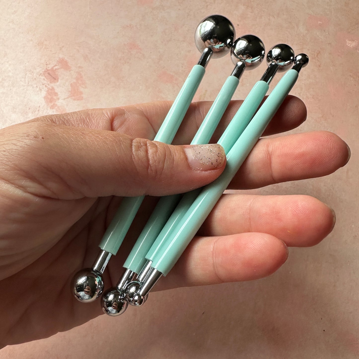 Large Ball Stylus set | round tips for decorating clay hammered metal tool