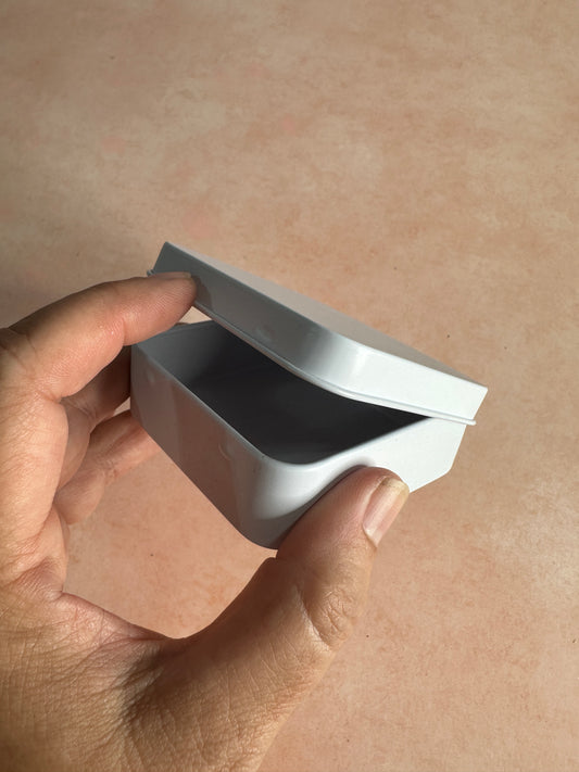 White flip top tin square coverable polymer clay art