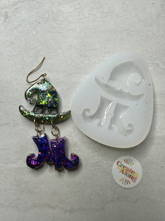 Witch Hat and Cute Shoes silicone mold for UV resin, liquid mediums, polymer clay charms Halloween