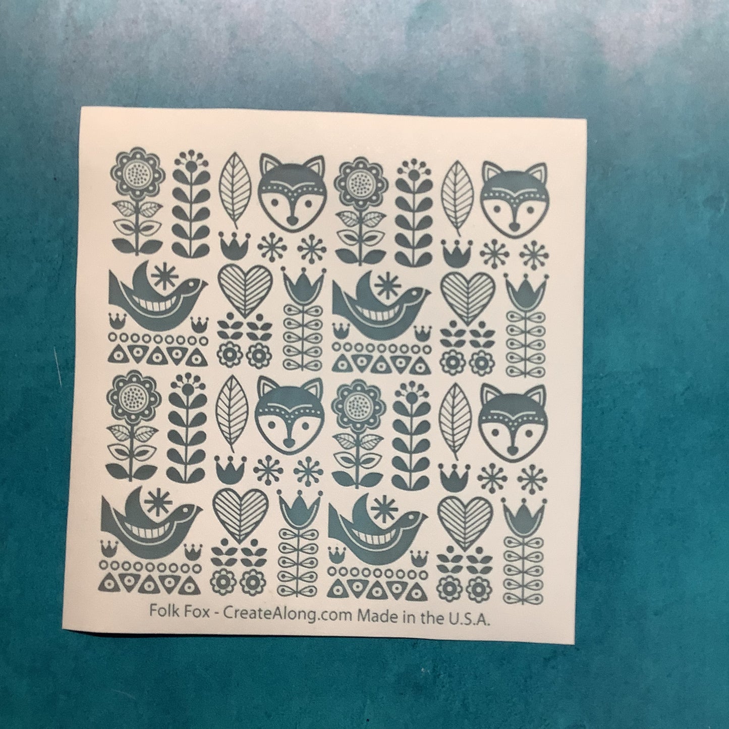 Folk Fox floral folk art Summer Spring Silk screen