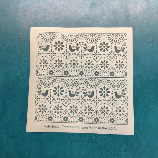 Folk Bird Flower floral folk art Summer Spring Silk screen