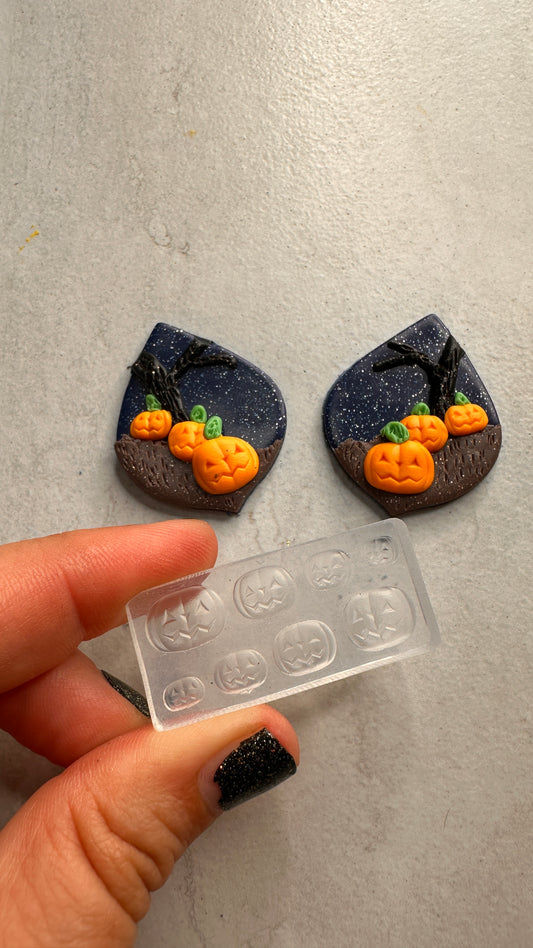 Mini Tiny Pumpkin Jackolantern molds for clay and UV resin