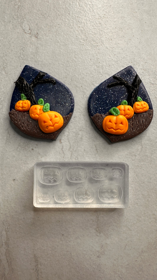 Mini Tiny Pumpkin Jackolantern molds for clay and UV resin