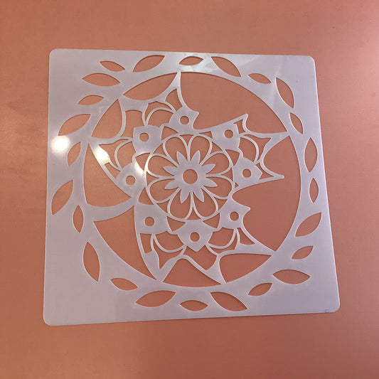 Mylar Maple Leaf Mandala stencil polymer clay trinket dish