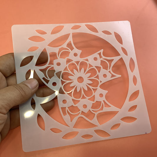 Mylar Maple Leaf Mandala stencil polymer clay trinket dish