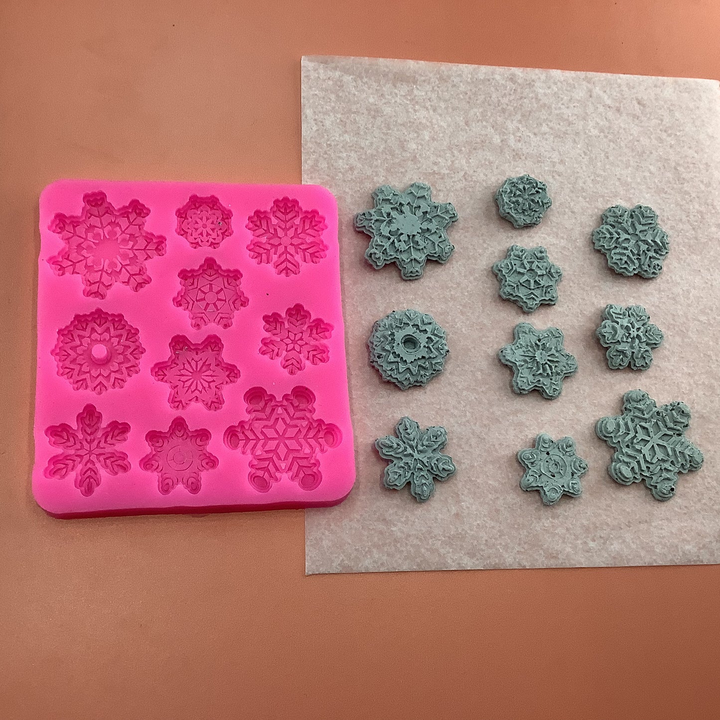 Snowflakes Silicone Mold for clay