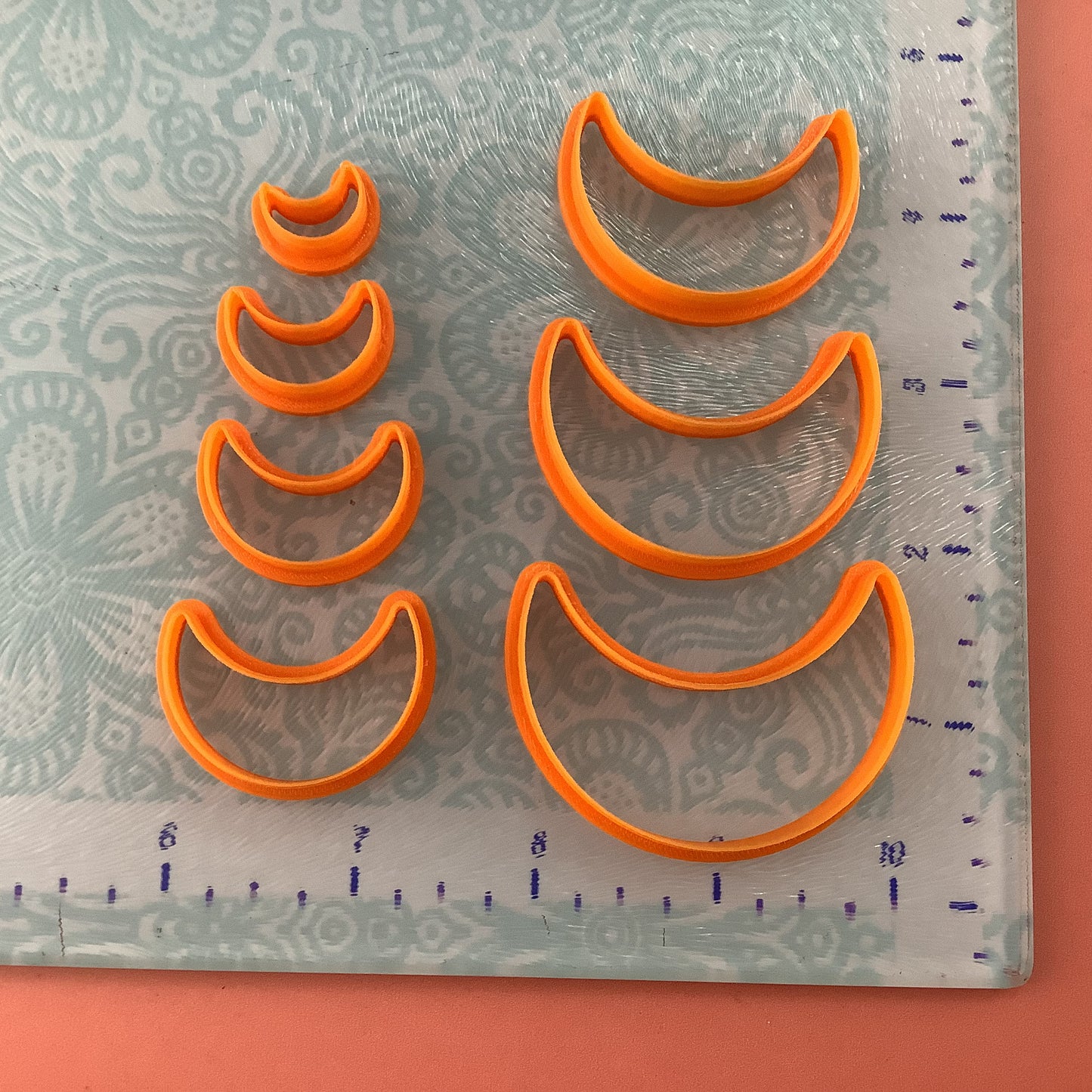 Soft Crescent Moon polymer clay cutter set of 7