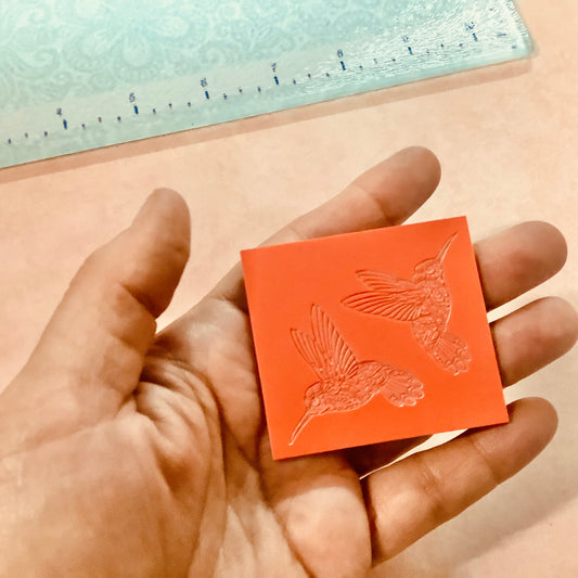 Polymer Clay Rubber deco stamp hummingbird mirrored pair