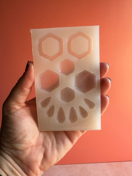 HexE Soft hexagons translucent silicone mold polymer clay UV resin earrings - Create Along