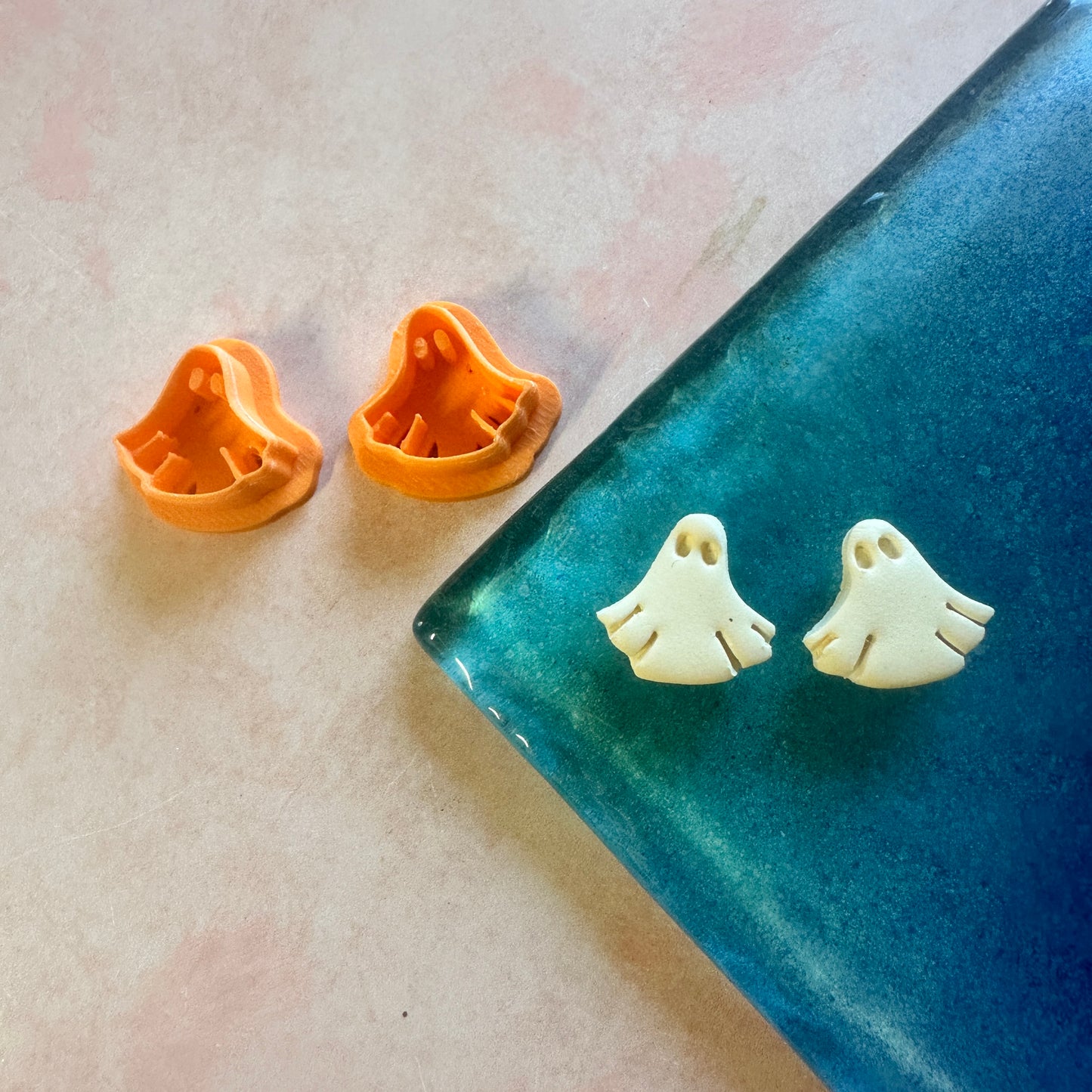Mini ghosts polymer clay stud earring cutters set Halloween
