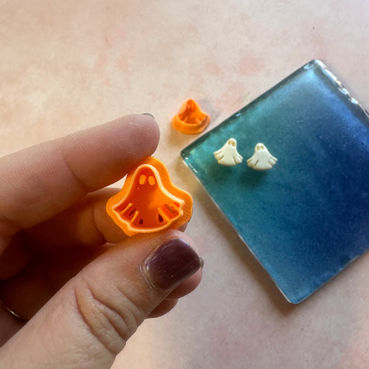 Mini ghosts polymer clay stud earring cutters set Halloween