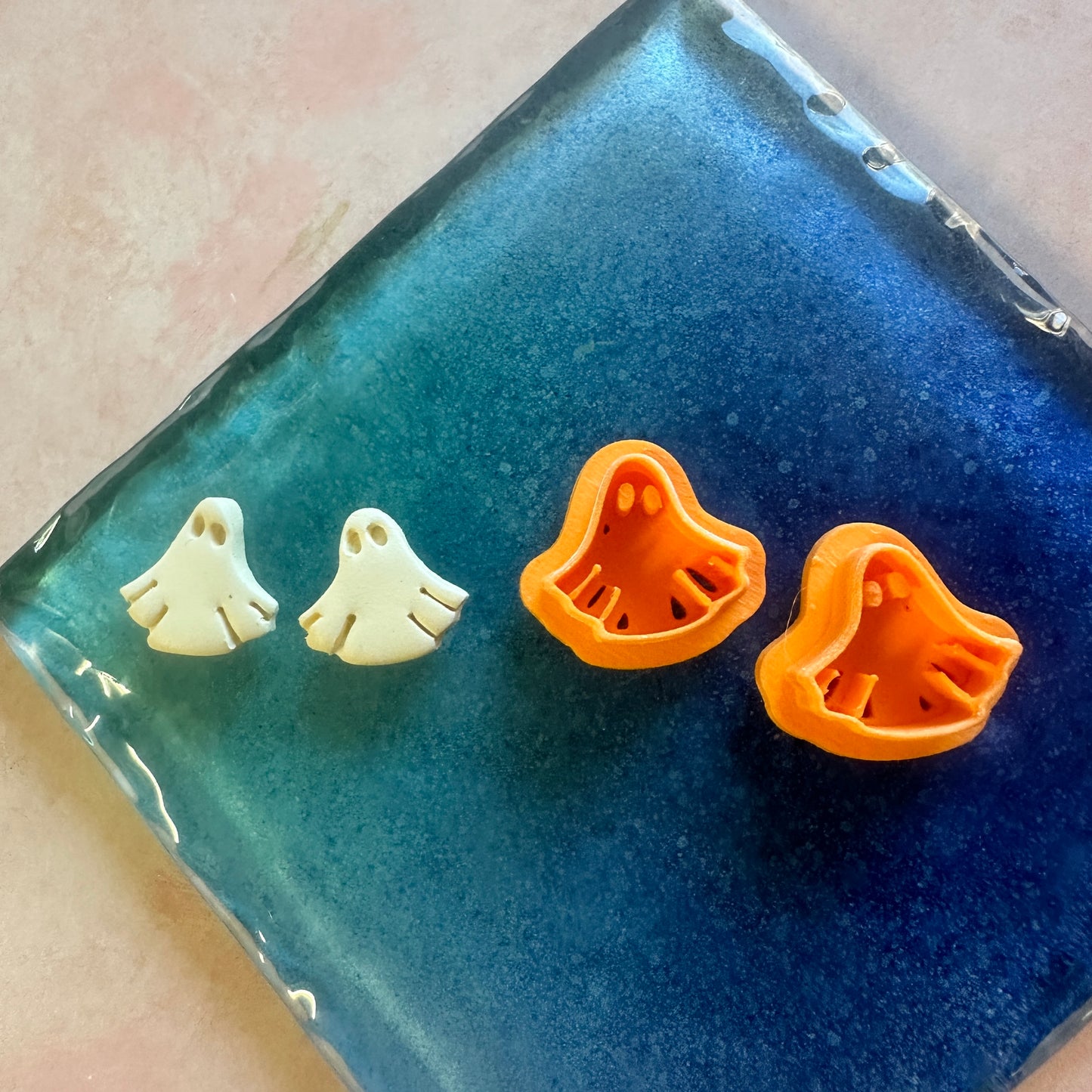 Mini ghosts polymer clay stud earring cutters set Halloween