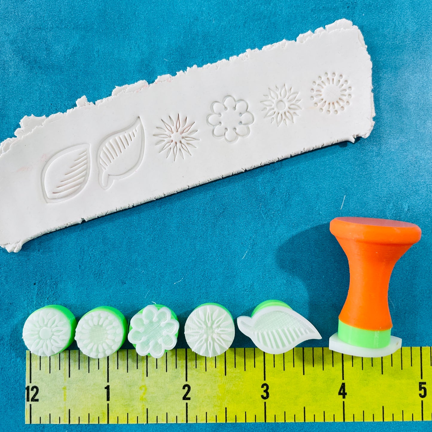 Texture Tips Stamps Fairy Blossoms 6 small botanical stamp set for polymer clay and mixed media