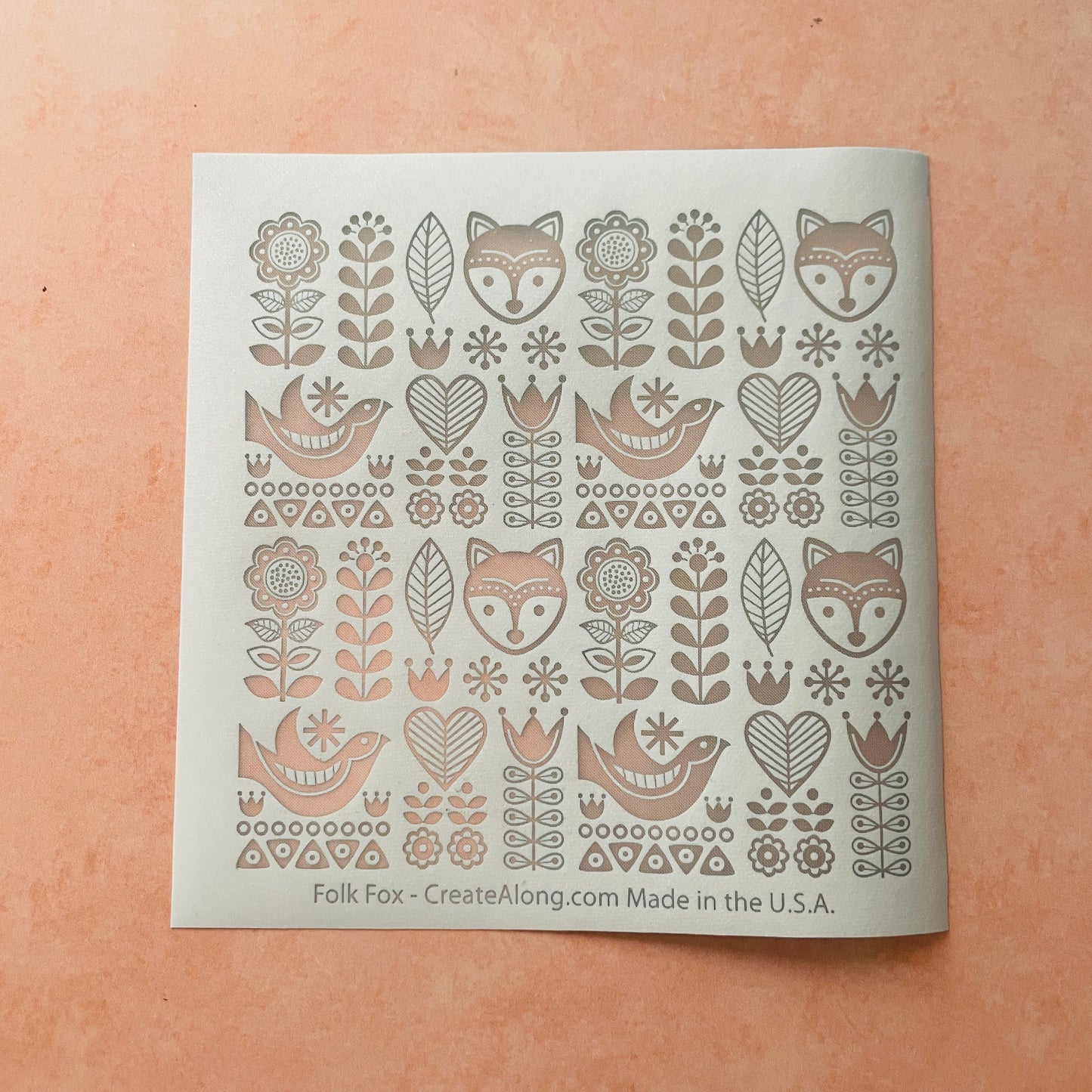Folk Fox floral folk art Summer Spring Silk screen