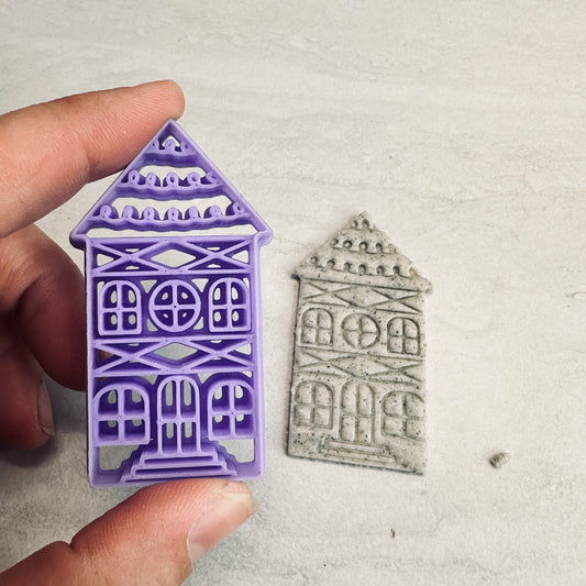 Home Sweet Home house mansion polymer clay cutter Tudor Christmas