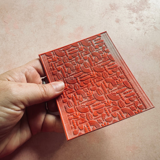 Rainbows Over the Moon Leaves Leaf Rubber Stamp Texture Sheet Mat for polymer clay metal clay mixed media art