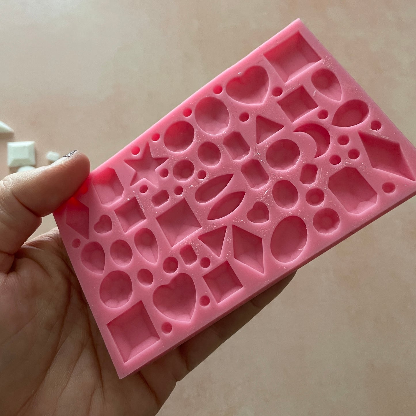 Bling Gems polymer clay resin mold multiple faceted crystal shapes