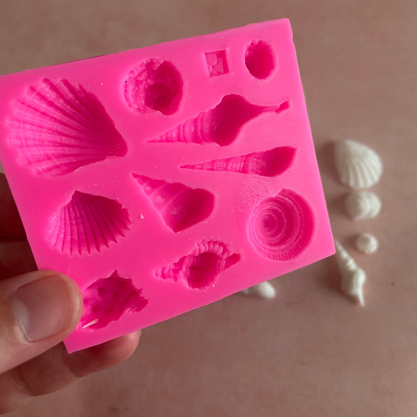 Square Seashells small mini silicone polymer clay and food safe mold