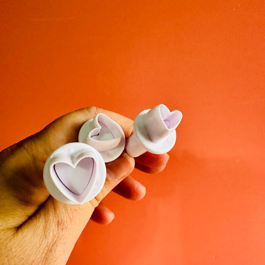 3 Mini Heart Plunger polymer clay cutters set Valentine